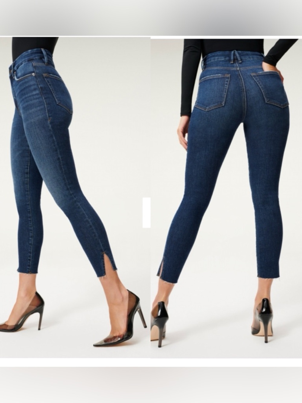 Good American Dark Blue High-Waist Skinny Ankle Jeans, EUC SZ 14/32.